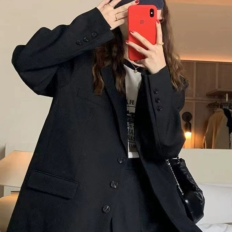 Suit Women Spring And Autumn New Student Casual Popular Oversize Black Small Temperament Suit Jacket